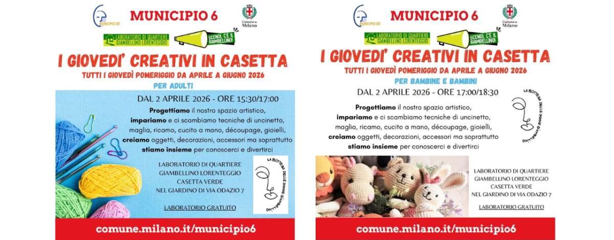 I GIOVEDì CREATIVI IN CASETTA